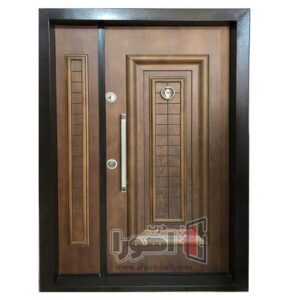 درب ضد سرقت قهوه ای یک و نیم لنگه برجسته کد T-12