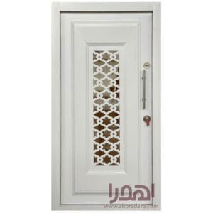درب ضد سرقت فلزی شیشه خور سفید کد ZF-124
