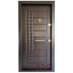 درب ضد سرقت قهوه ای روکش چوب طرح cnc کد Z-7128