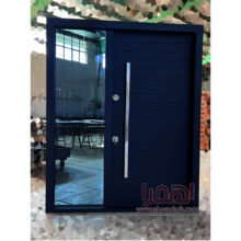 درب ورودی فلزی مشکی شیشه سکوریت کد LF-3001