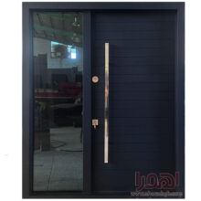 درب ورودی فلزی مشکی شیشه سکوریت کد LF-3001